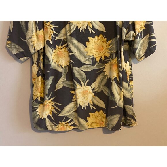 VTG Tommy Bahama Shirt SS Hawaiian Floral Yellow Green Black 100% Silk Men XL - Picture 13 of 13